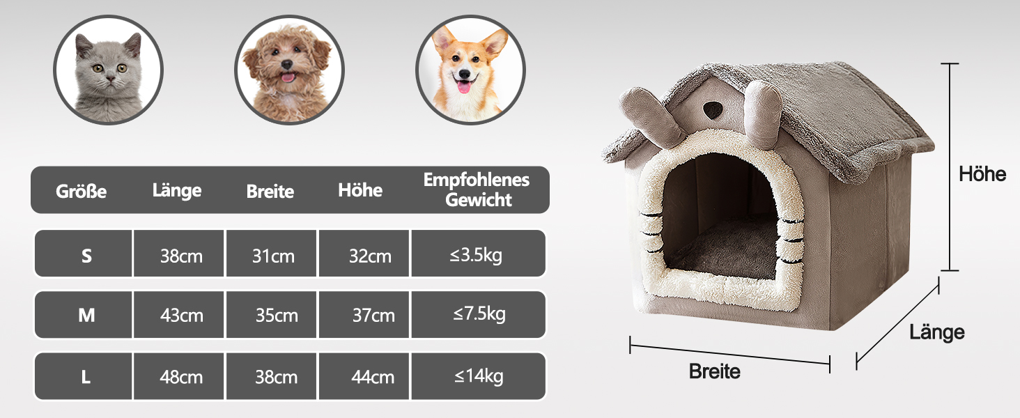 Кіжачий домик Galatée: тепле та затишне ліжко-іглу для котів, з антиковзким дном (M, сірий котик)