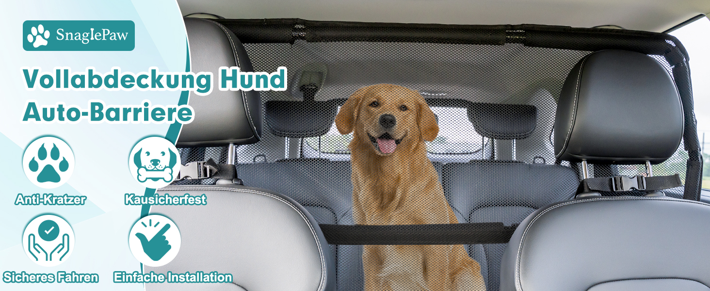 Сітка для собак у багажник авто Snagle Paw, 127 см, для 2/3 рядів сидінь, сітка-перегородка, сітка для багажника, сумісна з SUV та позашляховиками
