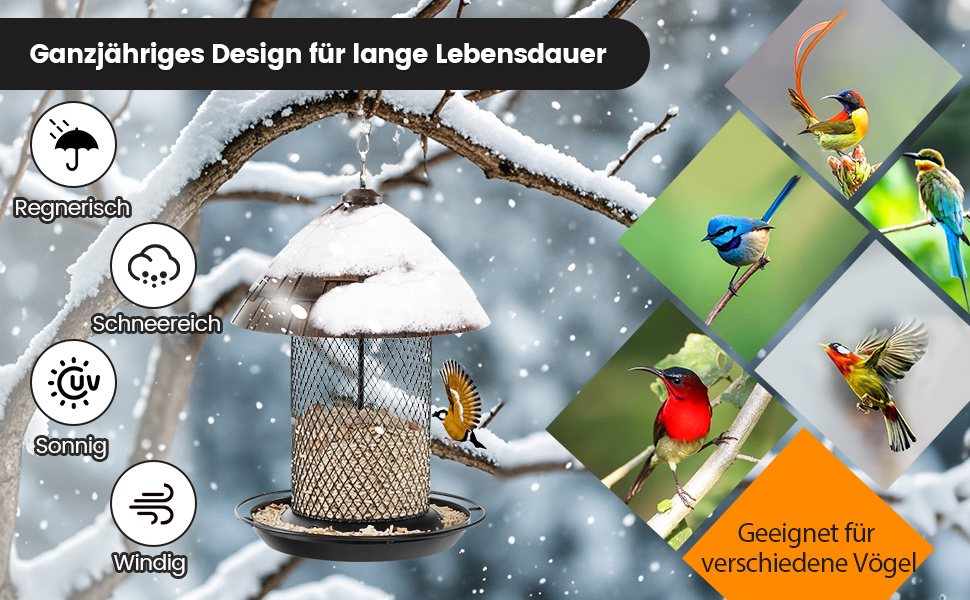 Годівниця для птахів Costway з металу, підвісна, вологостійка, для саду та балкону, коричнева