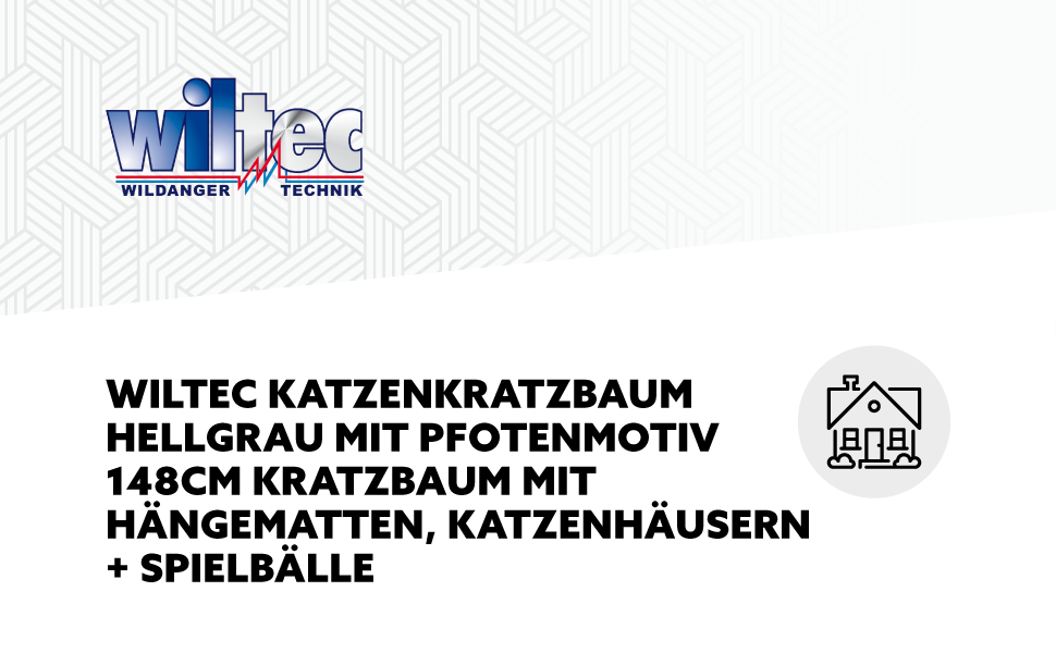 Дряпка для котів Wiltec сірого кольору з мотивом лапок 145 см: дряпка, платформа, будиночок, гамак, кліматичний комплекс для котів