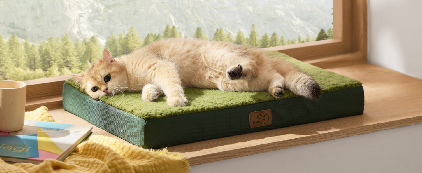 Ортопедичне ліжко для собак BEDSURE - великі породи, 91x69x8 см, м'яке, миється, сіре