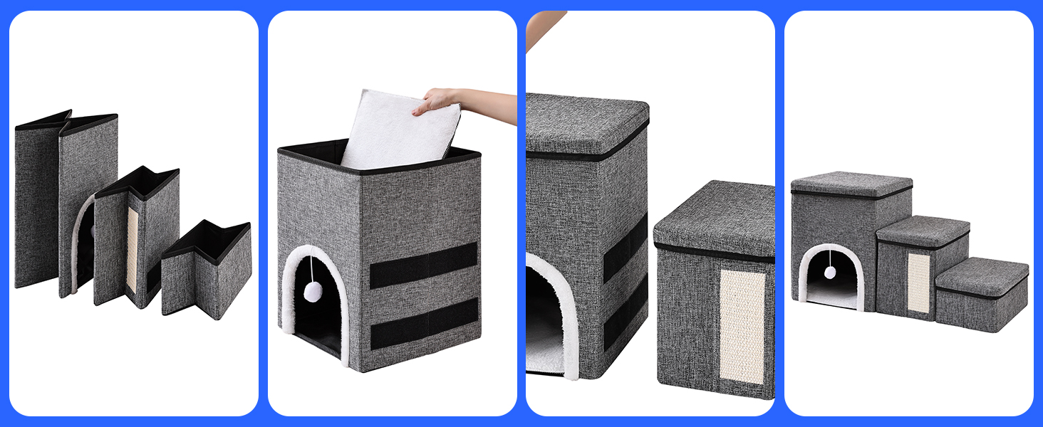 Сходинки для собак маленьких порід, 43 см, 3 сходинки, складаються, з которачкою, протиковзке покриття, до 50 кг, сірі