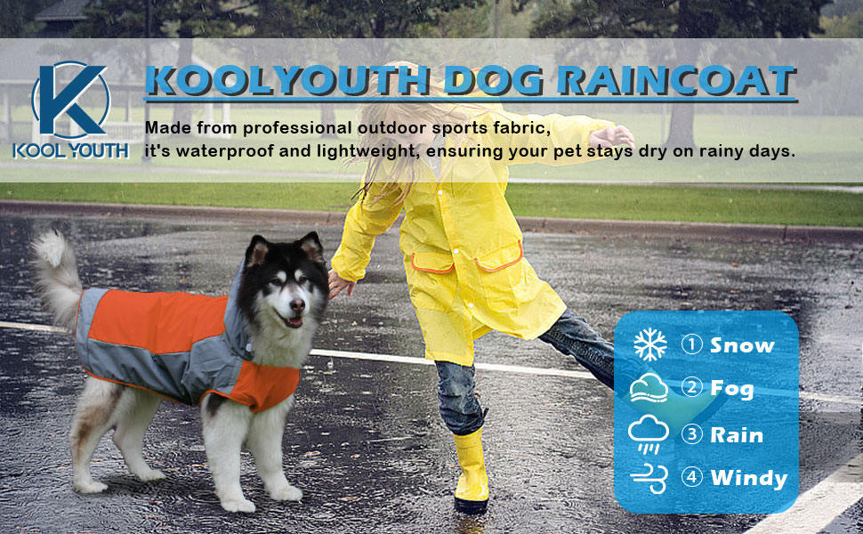 Водонепроникний дощовик для собак, регульований дощовик з світловідбиваючими смугами та капюшоном, дощова куртка для собак для прогулянок на природі, дощовий плащ для собак маленьких, середніх та великих порід (Зелений, Оранжевий)