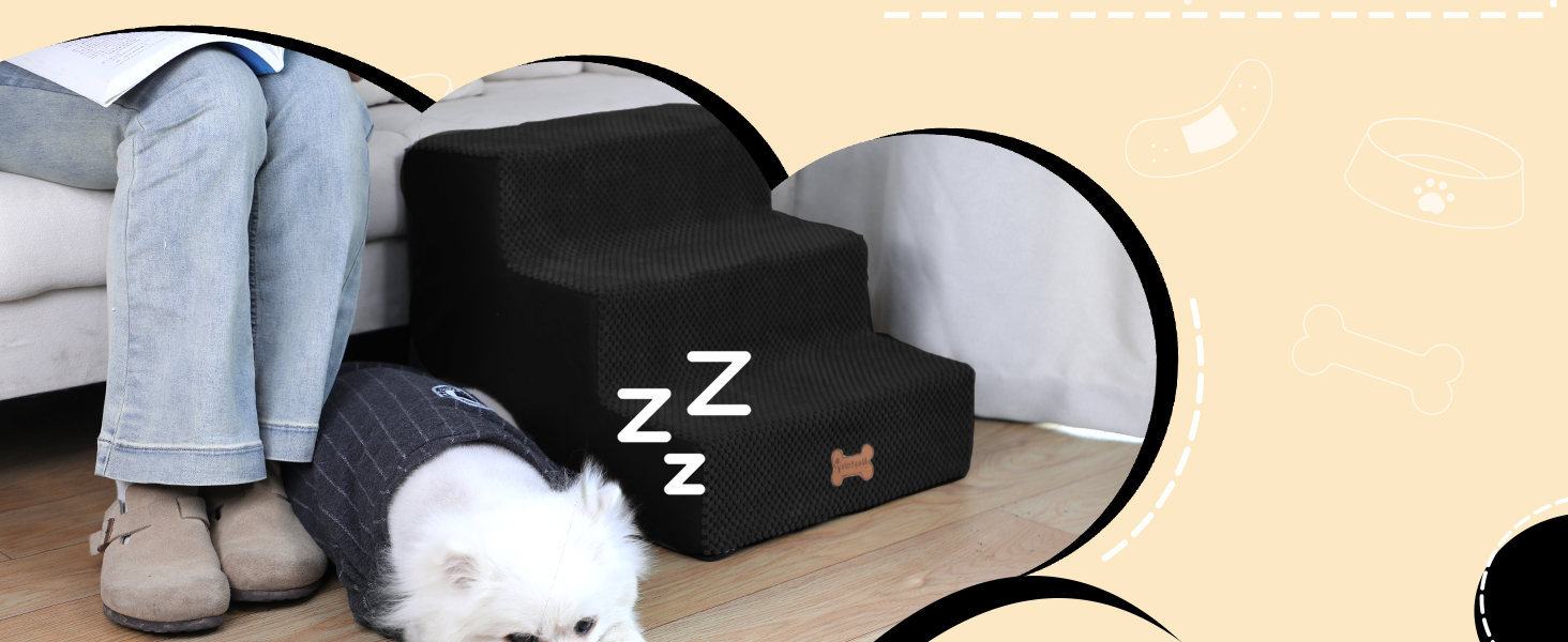 Сходинка для собак Непфайві - 3 сходинки, чорний колір (H:34 см)