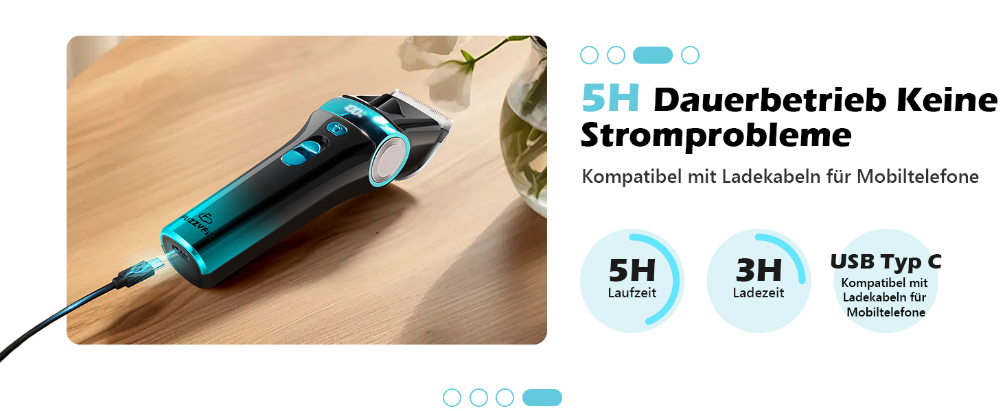 Машинка для стрижки собак Leise з LED-підсвічуванням, 2 швидкості, для догляду за обличчям, вухами, лапами. Блакитна