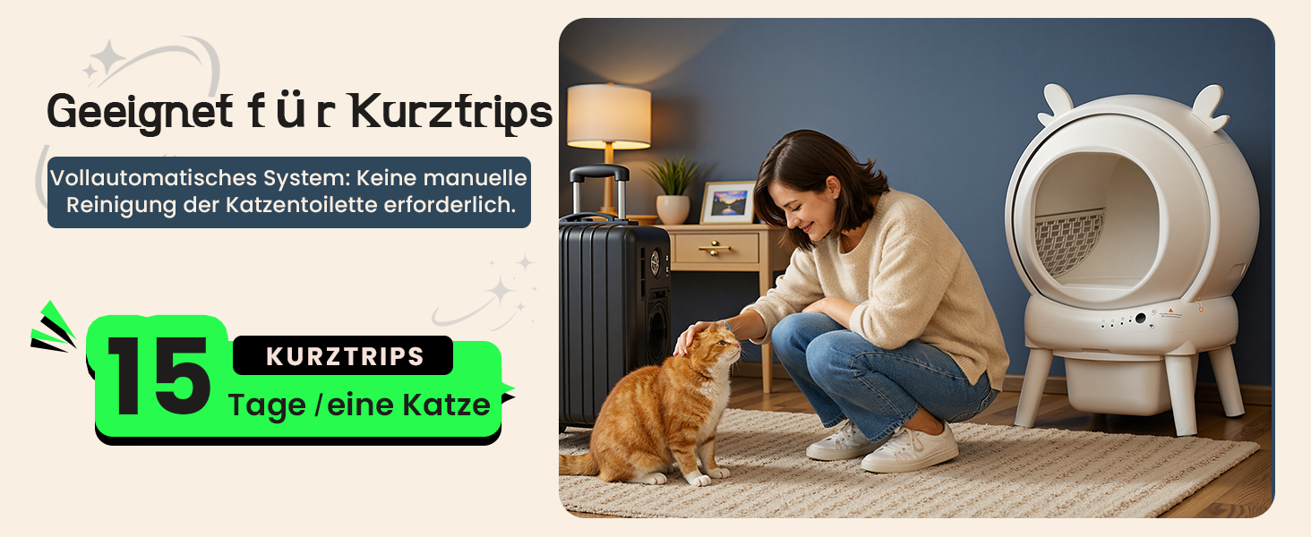 Автоматичний лоток для котів з самоочищенням 65л, 9 сенсорів, керування через додаток, захист від защемлення, для кількох котів, білий