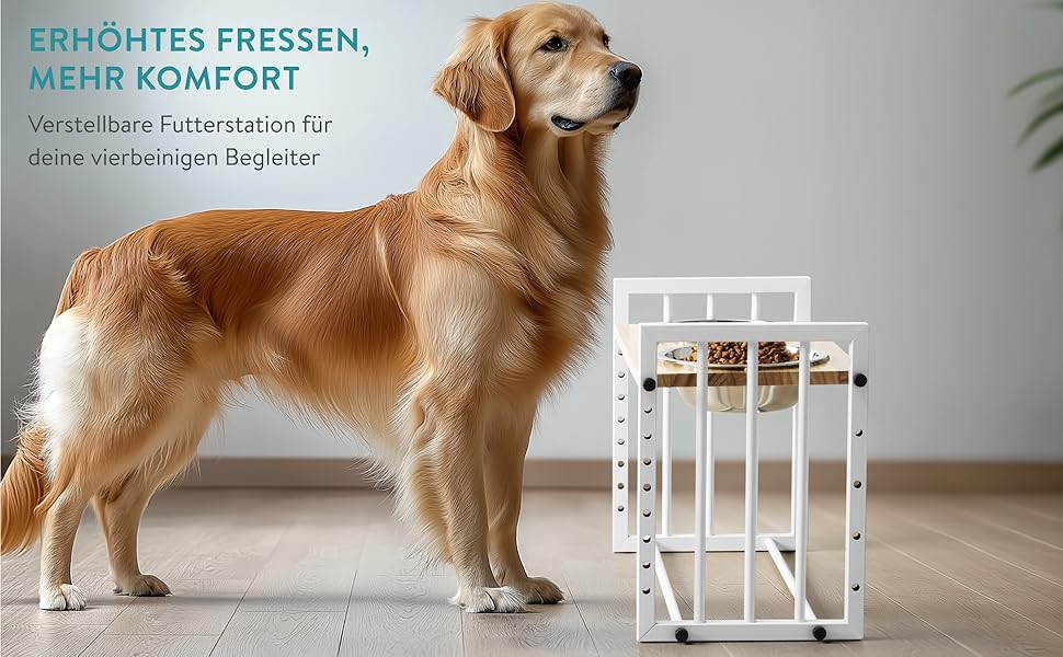 Підвищена годівниця для собак Navaris - Регульована висота, нержавіюча сталь 304, 1180 мл, миється в посудомийній машині, з клейкими точками