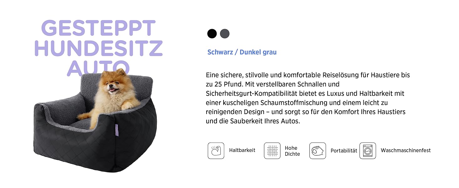 Автокрісло для собак Lesure - сіре, водонепроникне, з поворотком для повіска, для маленьких собак