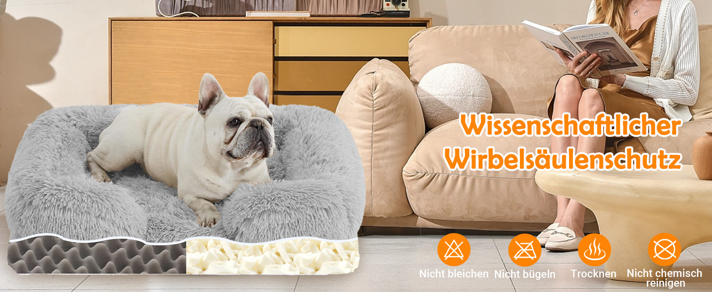 Ортопедичне ліжко для собак великих порід: тепле, неслизьке, стійке до укусів. Яйцеподібне поролонове ліжко-подушка для собак, знімний помпон, килимок для собак. Чудовий подарунок для любителів собак на зиму. Колір: сірий, розмір: L