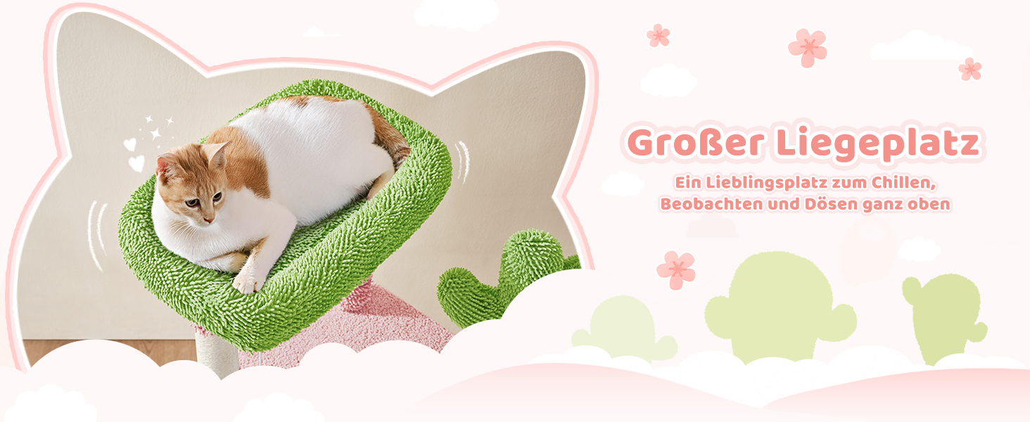 Когтеточка-будинок для котів Yaheetech Kaktus, 106.5 см, бежево-коричнева, з оглядовою платформою та печереєю