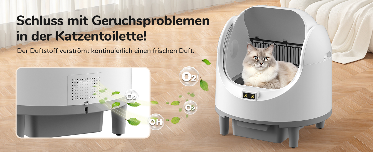 Автоматичний лоток для котів Katzenklo XXL з самоочищенням, відкривається зверху, з керуванням через додаток, датчиком безпеки та усуненням запаху. Великий об'єм для кількох котів