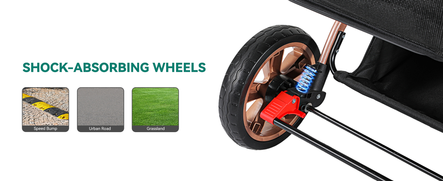 Візок для собак YITAHOME, червоний, для маленьких собак, з обертовим ручками, сітковими вікнами та гальмами