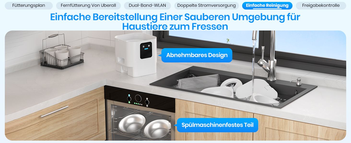 Автомат годування котів Frienhund з 2 мисками та APP: Wi-Fi, повільний дозування, 7л, для 2 котів, з Alexa, білий