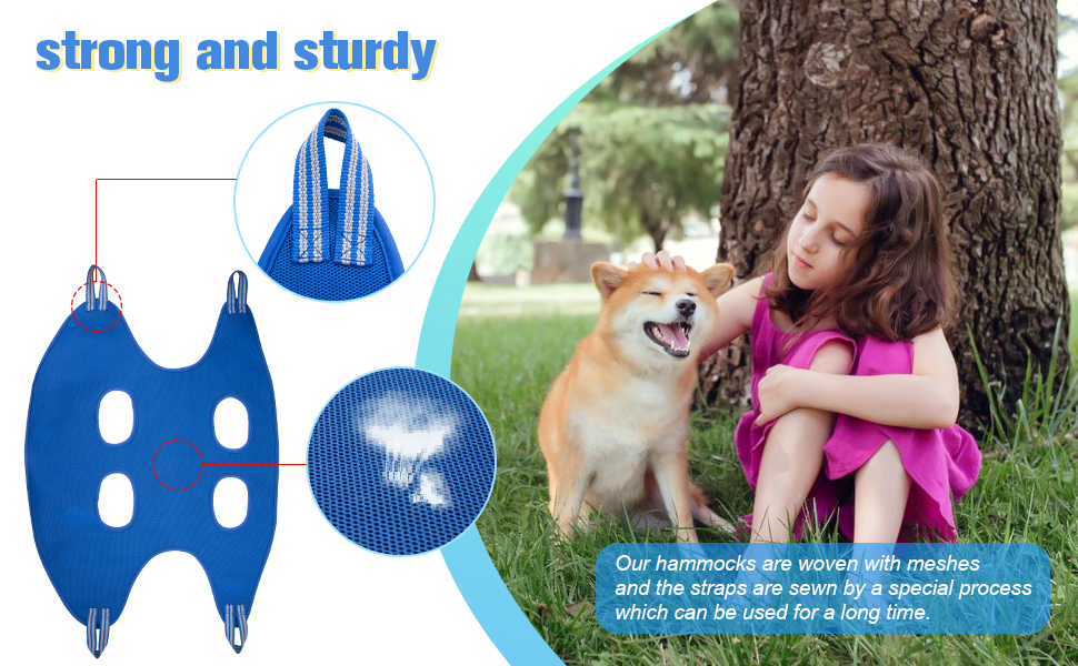 Гамак для грумінгу собак, гамак для догляду за собаками, гамак для підстригання нігтів з кусачками, гамак для грумінгу з широким ременем (Medium 16 кг, блакитний) 16 кг, блакитний (XXX-Large 63 кг, зелений, надвеликий)