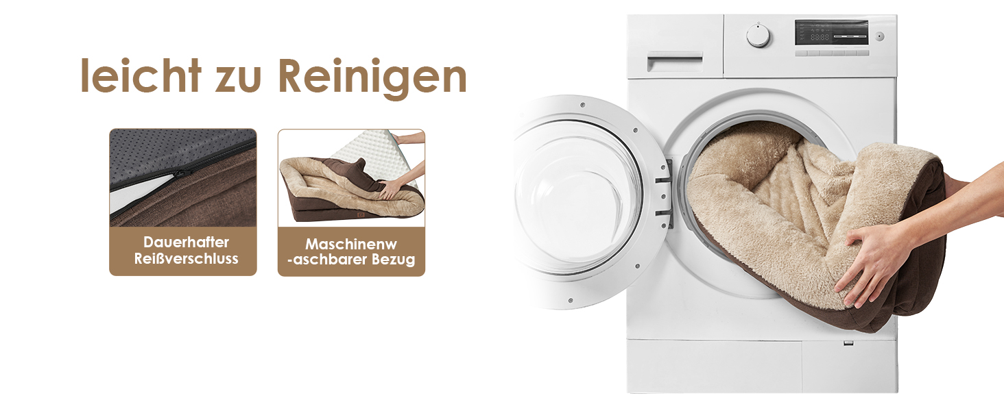 Ортопедичне ліжко для собак великих порід EHEYCIGA, 106x76x18.5 см, з піною з пам'яті, миється, водонепроникне, коричневе