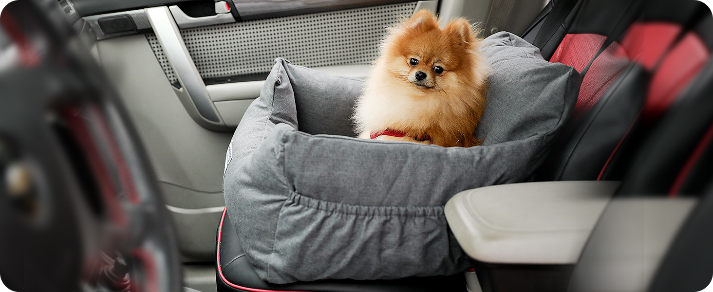 Автокрісло для собак Petpela з безпечним ременем, м'яке, водонепроникне, антиковзаюче - для малих та середніх собак (сірий)