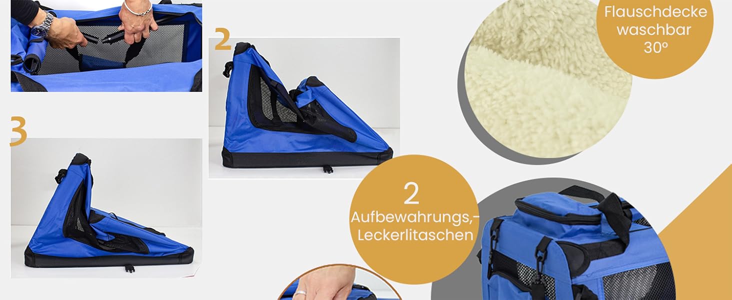 Транспортна переноска для собак та котів Petigi (L, 70x52x51 см, Синій)