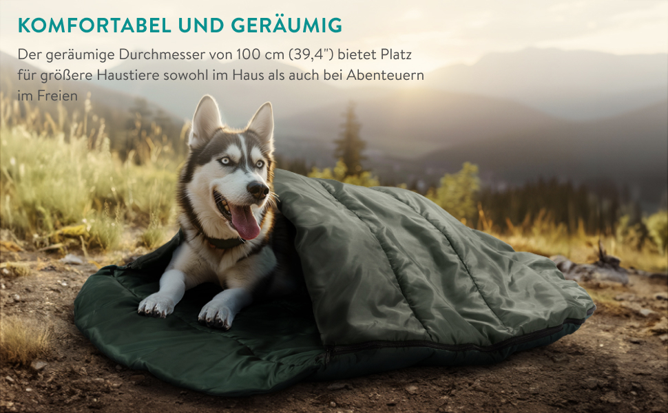 Навісний спальний мішок для собак Navaris - килимок для собак, ізомат для активного відпочинку - м'яка ковдра для собак на вулицю - зелений