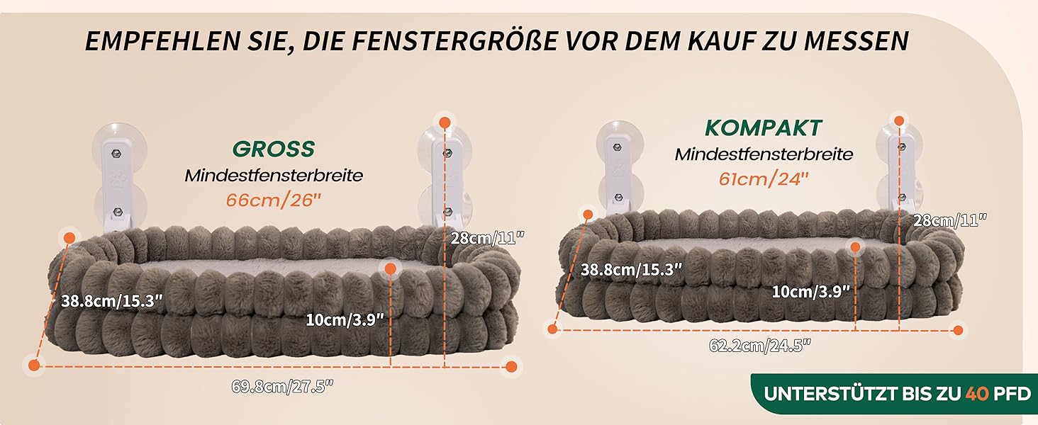 Кішка ліжко-гамак для вікна CheerPals, м'яка знімна наволочка, сталеве гніздо, до 18 кг, білий колір