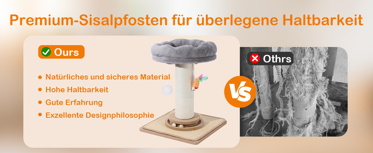 Дряпак для котів Trhillsbrad 81 см з м'ячиком та іграшками, з сизалю