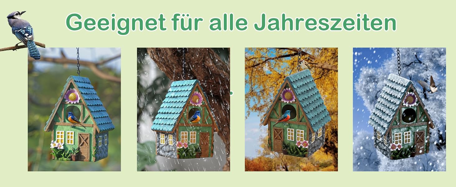 Будиночок для птахів Attivolife: кольоровий, з штучного каміння, з ланцюгом, для саду та двору