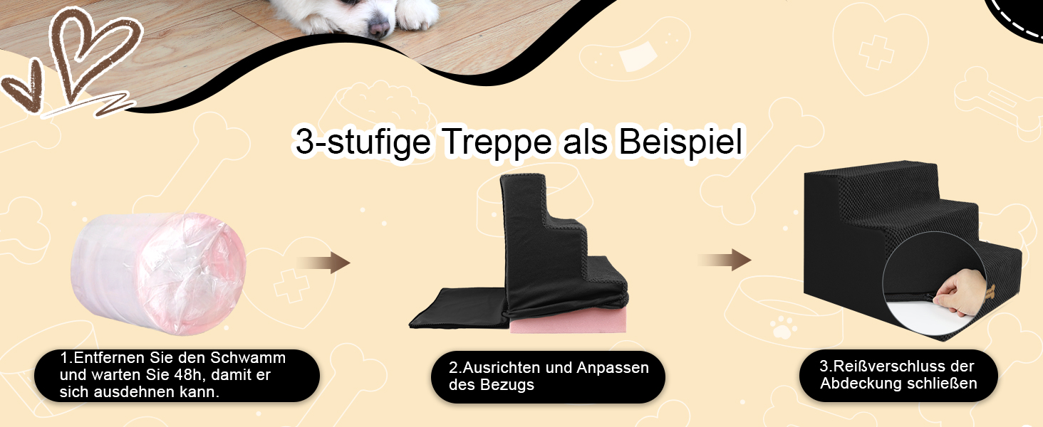 Сходинка для собак Непфайві - 3 сходинки, чорний колір (H:34 см)