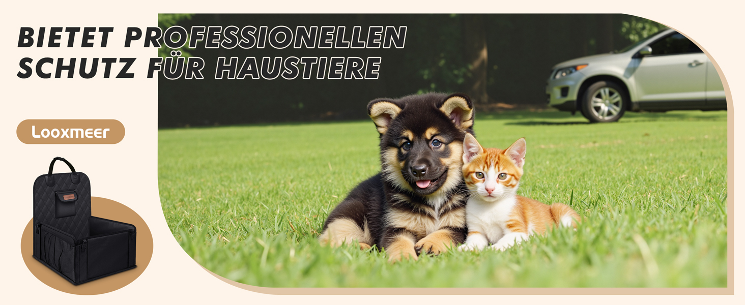 Автокрісло для собак: стабільне, безпечне, водонепроникне, чорне. Підходить для малих та середніх порід.