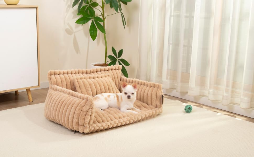Диван для домашніх тварин Noviclass® Chaffar: ортопедичний, сучасний дизайн, матеріал - cord, розмір M (80см)