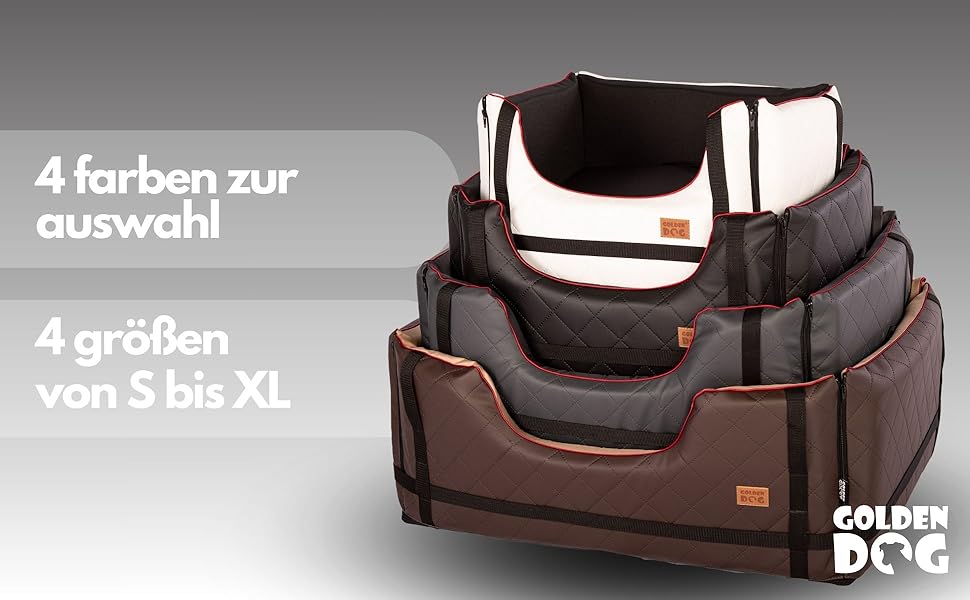 Транспортна переноска для собак Golden Dog з кріпленням на ремінь безпеки, 65x53x27 см, колір коричневий. Імітація шкіри, водовідштовхувальна, складна, підходить для автомобіля.