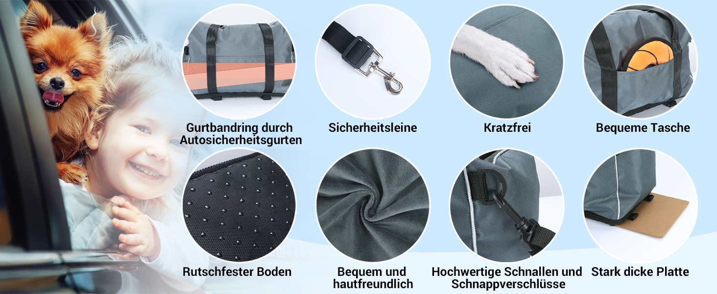 Автокрісло для маленьких собак та котів, кріплення на середню консоль, знімний, можна прати, з хутром, для цуценят, м'яке, тепле, сіре, маленьке