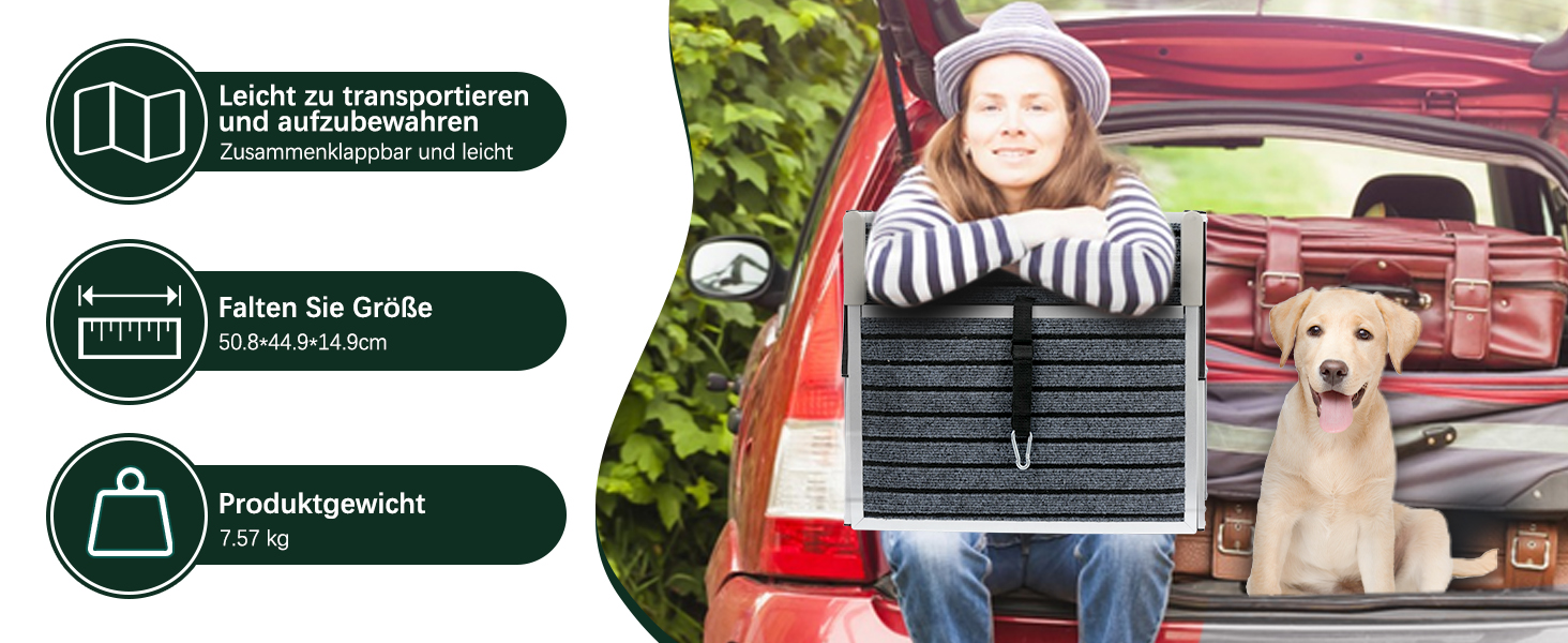 Сходинка для собак у машину з килимком, широка, 4 сходинки, складана, до 100 кг, для вантажівок та SUV