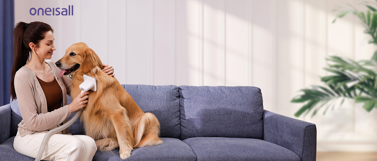 Набір для догляду за собакою Oneisall – пилосос для видалення шерсті з 4 насадками, фіолетовий