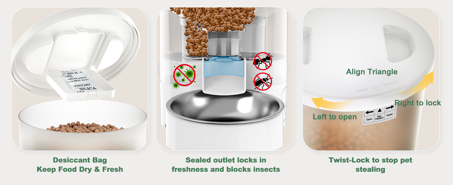 Автоматичний годівниця для котів та собак Gimars 5L з LCD-дисплеєм, 2 миски, програмування, 1-6 прийомів їжі, голосовий запис, білий колір