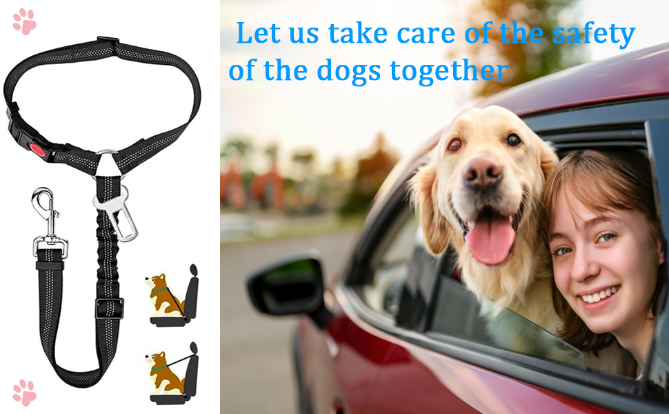 Автогурт для собак у машину, 2 в 1: ремінь та амортизатор, для всіх порід, 2 шт.