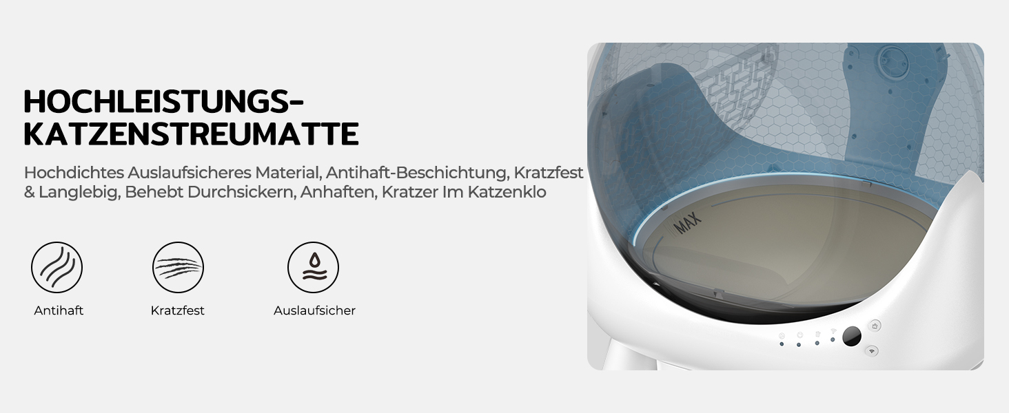Автоматичний лоток для котів Cura X1 Katzenklo: самоочищення, 80+8 л, датчики безпеки, контроль через додаток, для кількох котів
