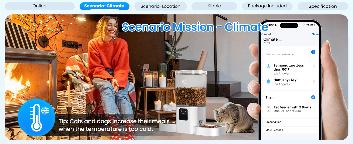 Автомат годування котів Frienhund з 2 мисками та APP: Wi-Fi, повільний дозування, 7л, для 2 котів, з Alexa, білий