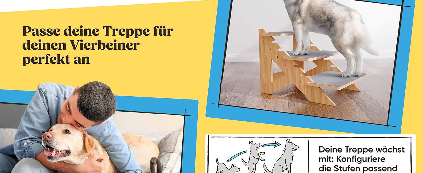Драбинка для собак і котів AMAZINGs, регульована, 40 см, для маленьких, середніх і великих собак, молодих і літніх котів, для дивану, ліжка, висота 25-55 см