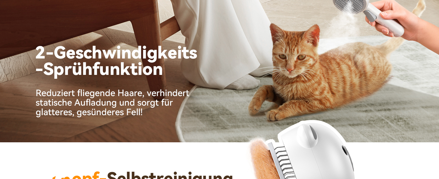 Щітка для котів FEELNEEDY з парою, електрична щітка для котів з кнопкою випуску води, резервуар для води, для котів з довгою та короткою шерстю та собак, USB-зарядка, двошвидкісна функція розпилення (біла)