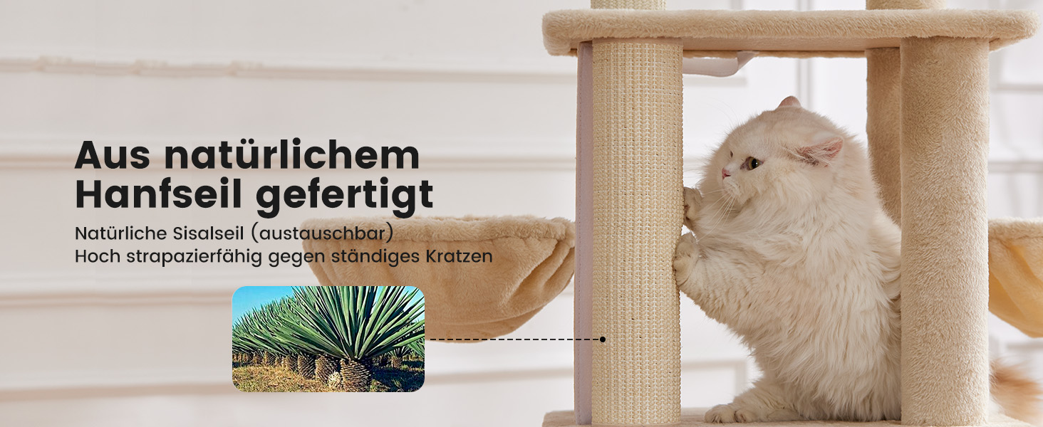 Дерев'яний кігтеточки для котів Gardner Pet Katzenbaum, 105 см, з платформою, 2 печерами, кошиком, сірий, для дому