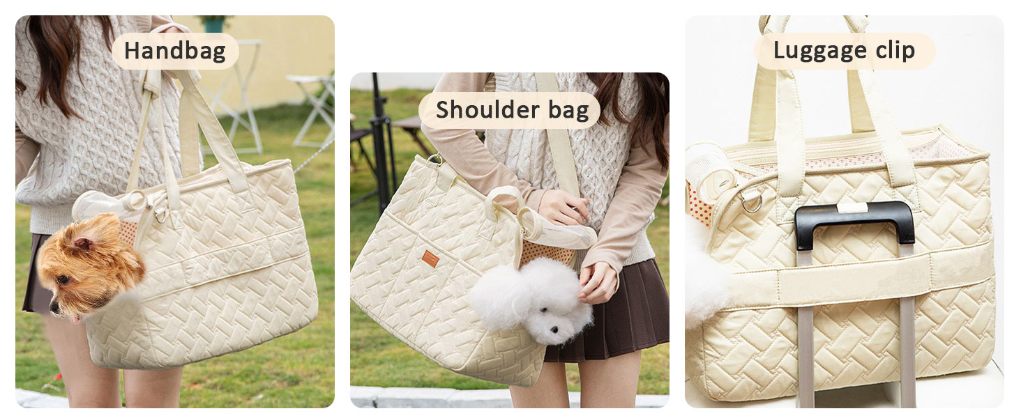 LCUHAVA Сумка-переноска для собак маленьких порід, до 5 кг, 41 x 30 x 18 см, складана, дихаюча, з ременем безпеки, для собак, кроликів, котів