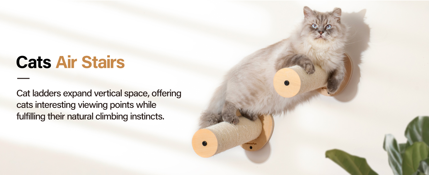 Сходи для котів Mewoofun на стіну – 2 шт. Кліматична стіна для котів з когтеточкою, сходи для лазіння (Стиль 2)