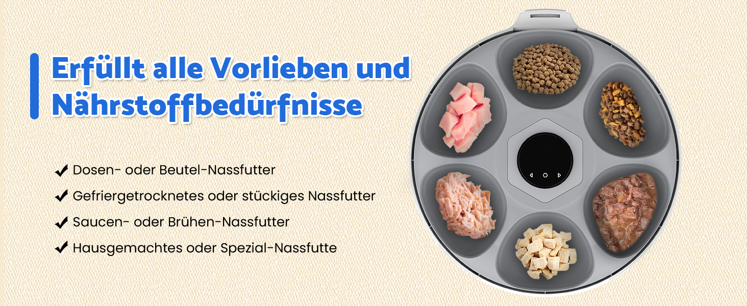 Автоматичний годівник для котів з вологим кормом, 6 прийомів, з таймером та WiFi, для сухого та вологого корму