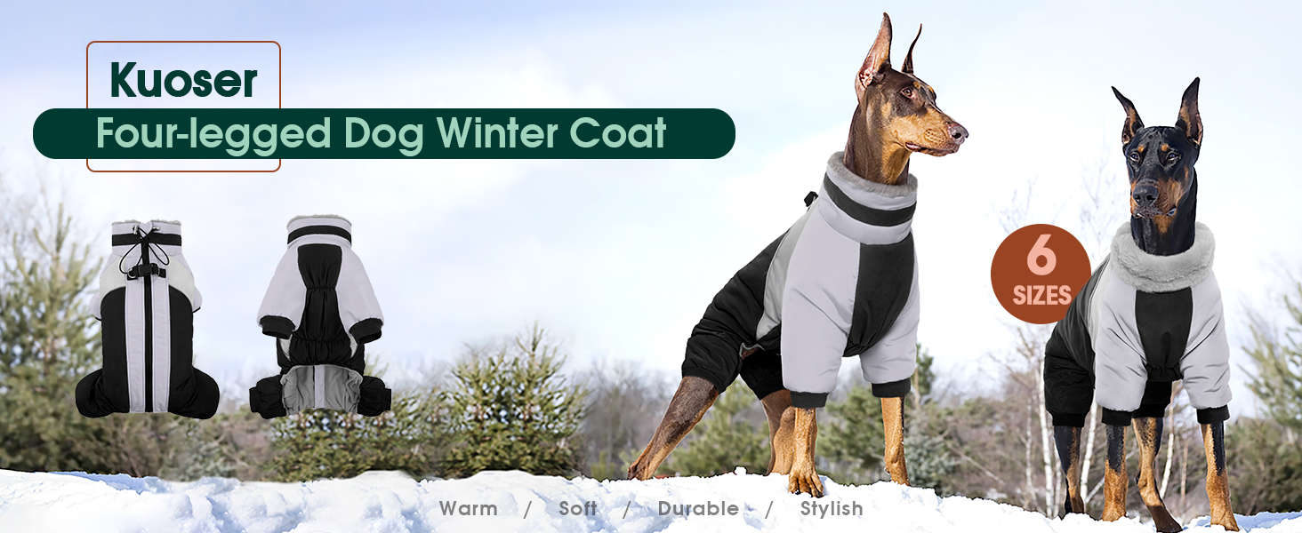 Водонепроникний собачий плащ Kuoser для маленьких собак - теплий зимовий плащ з шлейкою та світловідбиваючими деталями, чорний, розмір M