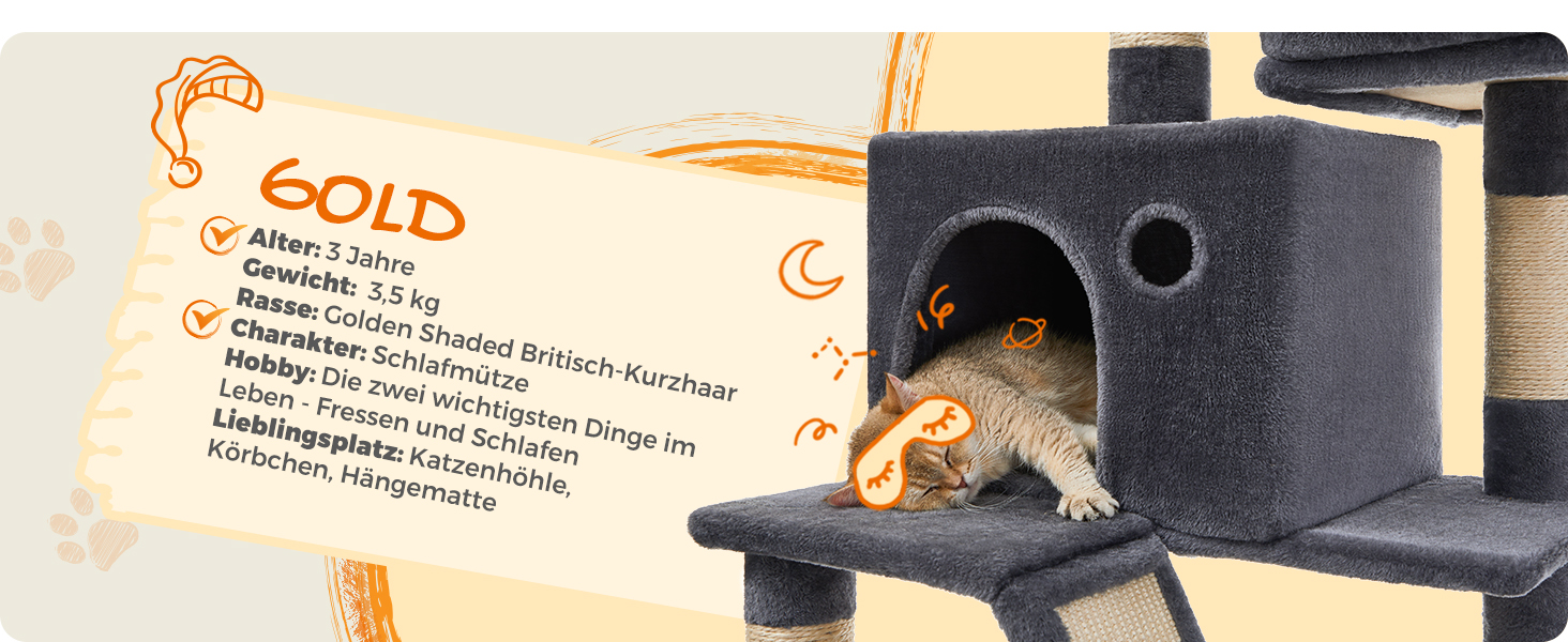 Котячий будиночок Feandrea XXL: багатоповерховий котячий комплекс 206 см, з 13 стовпчиками для шліфування, 2 платформами, 2 печерами, гамаком та іграшками, сірий