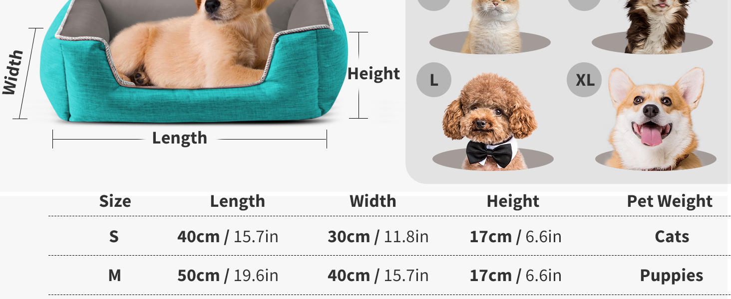 Ортопедичне ліжко для собак та котів PETCUTE, зелене, 50х40х17 см