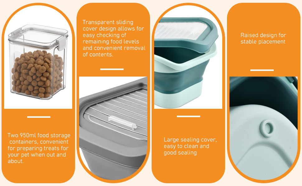 Контейнер для корму для собак та котів, 7 кг, сірий, з мірним стаканом та ложкою