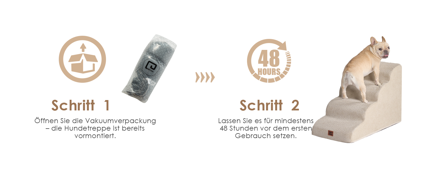 Сходинки для собак EHEYCIGA: компактні та зручні для маленьких собак, 40 см заввишки, 3 сходинки, з миючим покриттям та антиковзким покриттям, бежевий колір (40 x 57 x 40 см)