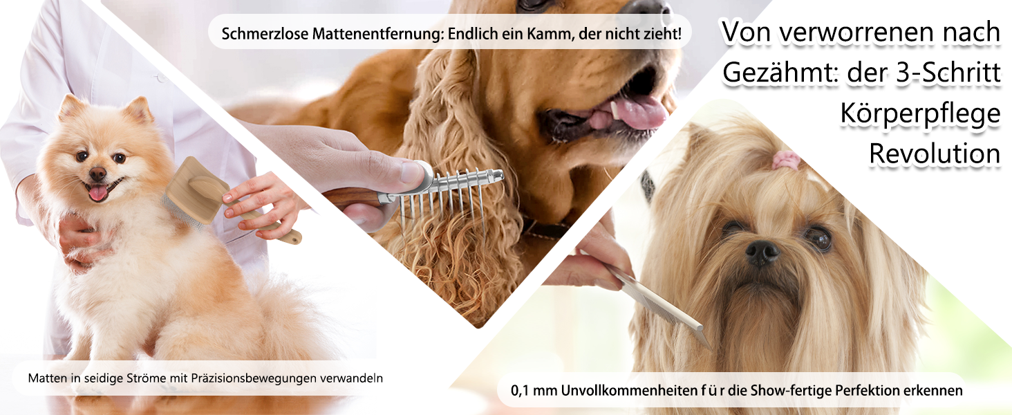 Набір для грумінгу собак та котів YOYUPETA: щітка Slicker, гребінець для розплутування та металева гребінець – для догляду за довгою шерстю, видалення підшерстка та запобігання ковтунам