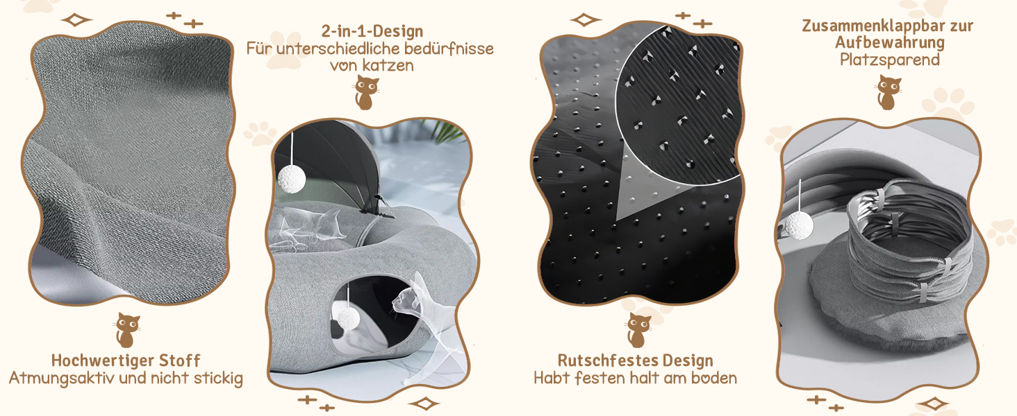 Туннель-лежанка для котів Teeloray Road, сірий, діаметр 90 см - іграшка-лежанка для котів, тунель-схованка