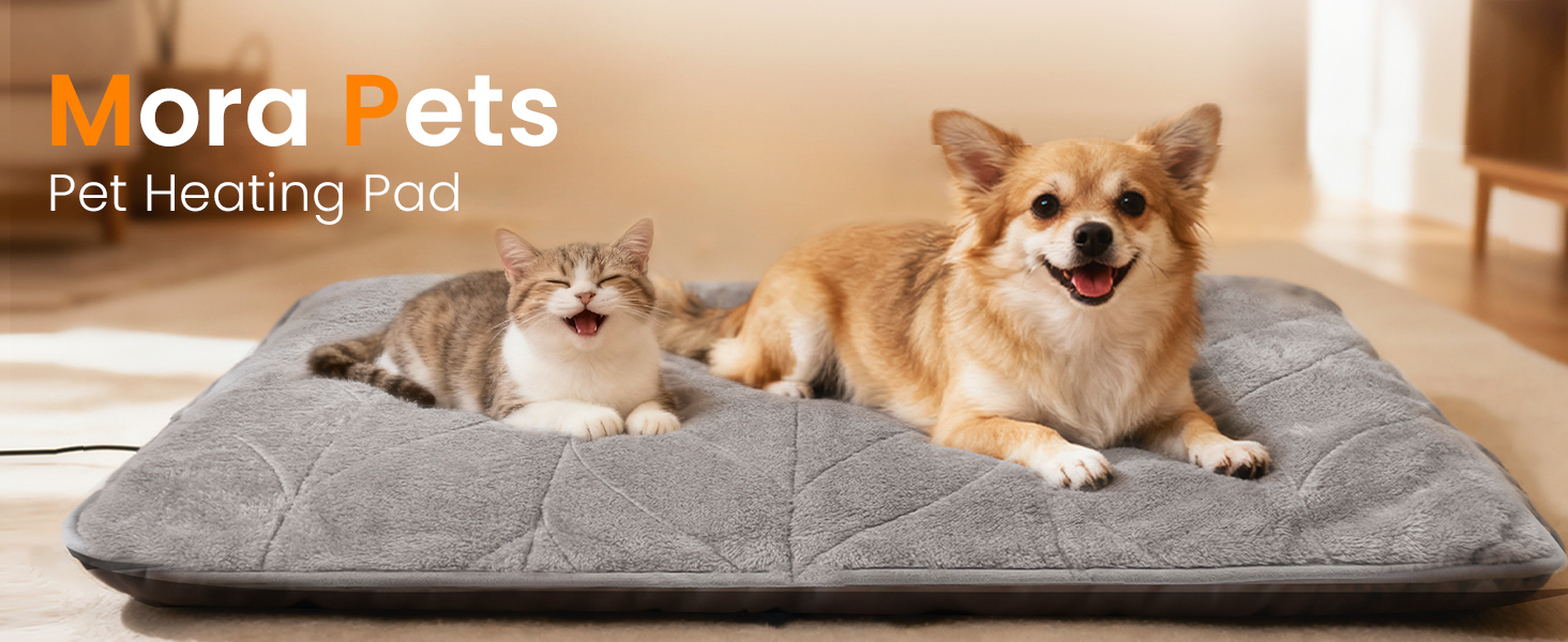 М'яка грілка для собак Mora Pets: тепла підстилка, 89 x 61 см, 9 зон нагріву, таймер, захист від перегріву, миється